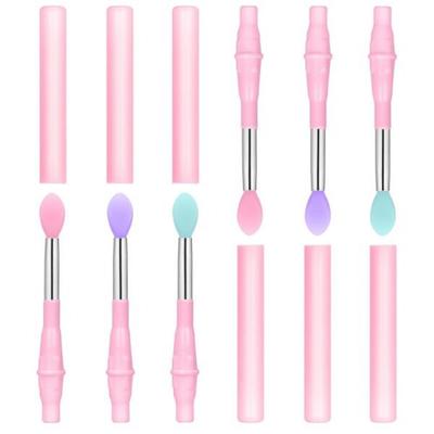 Songa Silicone Lip Brush 6Pcs with Applicator Makeup Cap Lipstick Mask for Gloss Eyeshadow Cream Mint Green Purple Dark Pink