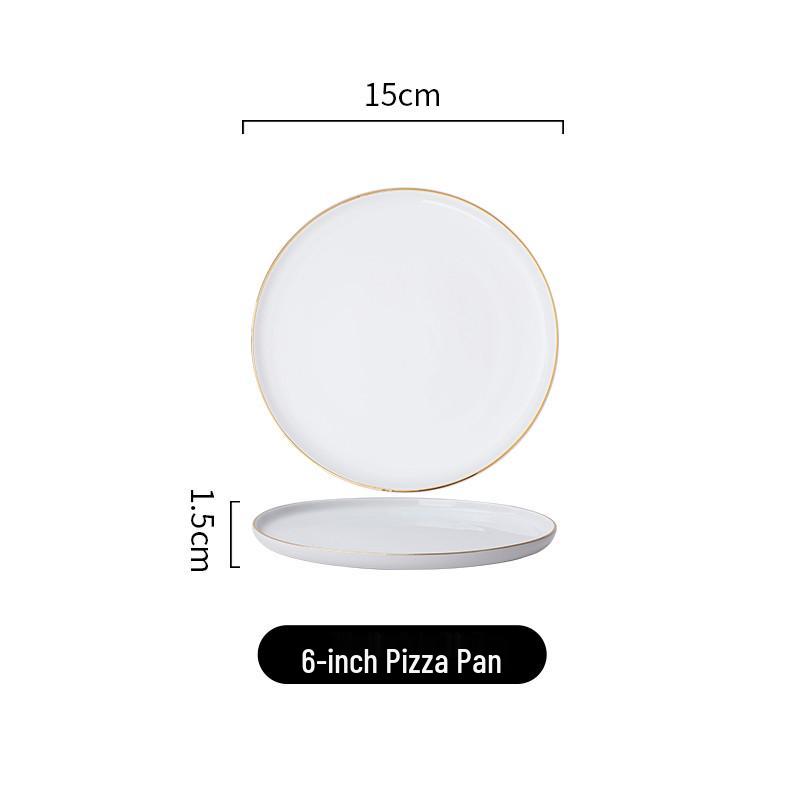 Gold-Rimmed Rectangular Ceramic Dessert and Sushi Plate
