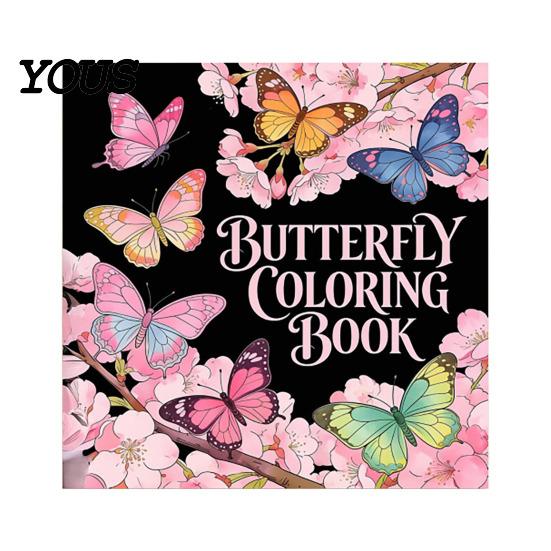 Creative Leisure Time Activities Butterfly Coloring Book for Adults And Kids, Compact Size with Artistic Stress Relief Tools Thick Cotton Pulp Paper,