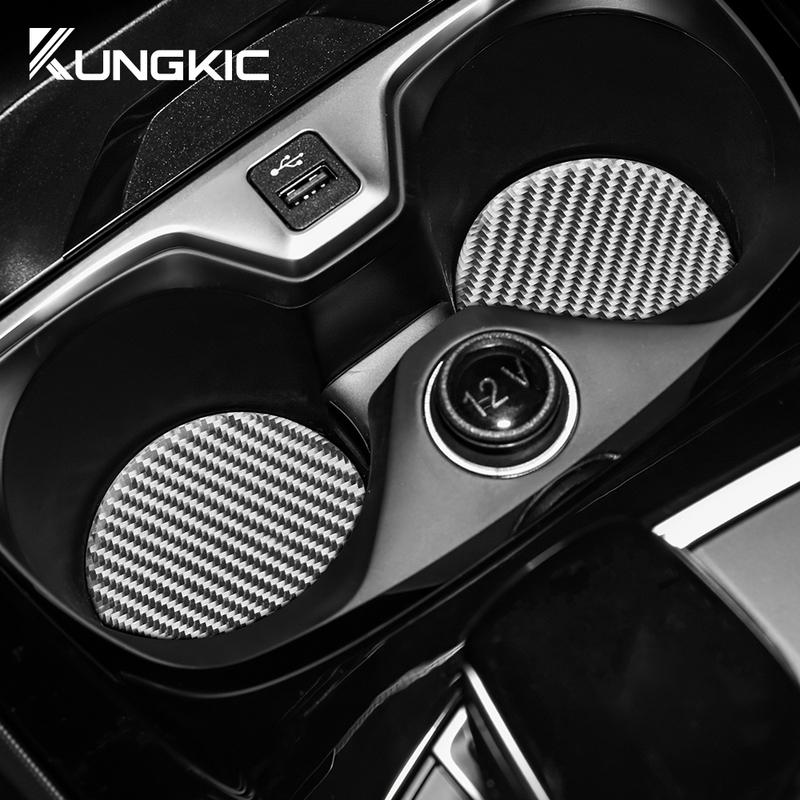 Real Soft Carbon Fiber Car Water Cup Pad Non-slip Universal Rubber Mat For Car Drink Coffe Bottle Holder Coaster Accessories