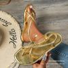 Mezzo Casual Flat Sandals Women's 2025 New Woven Foot Cover Roman Beach Shoes Large Size 43Sandal