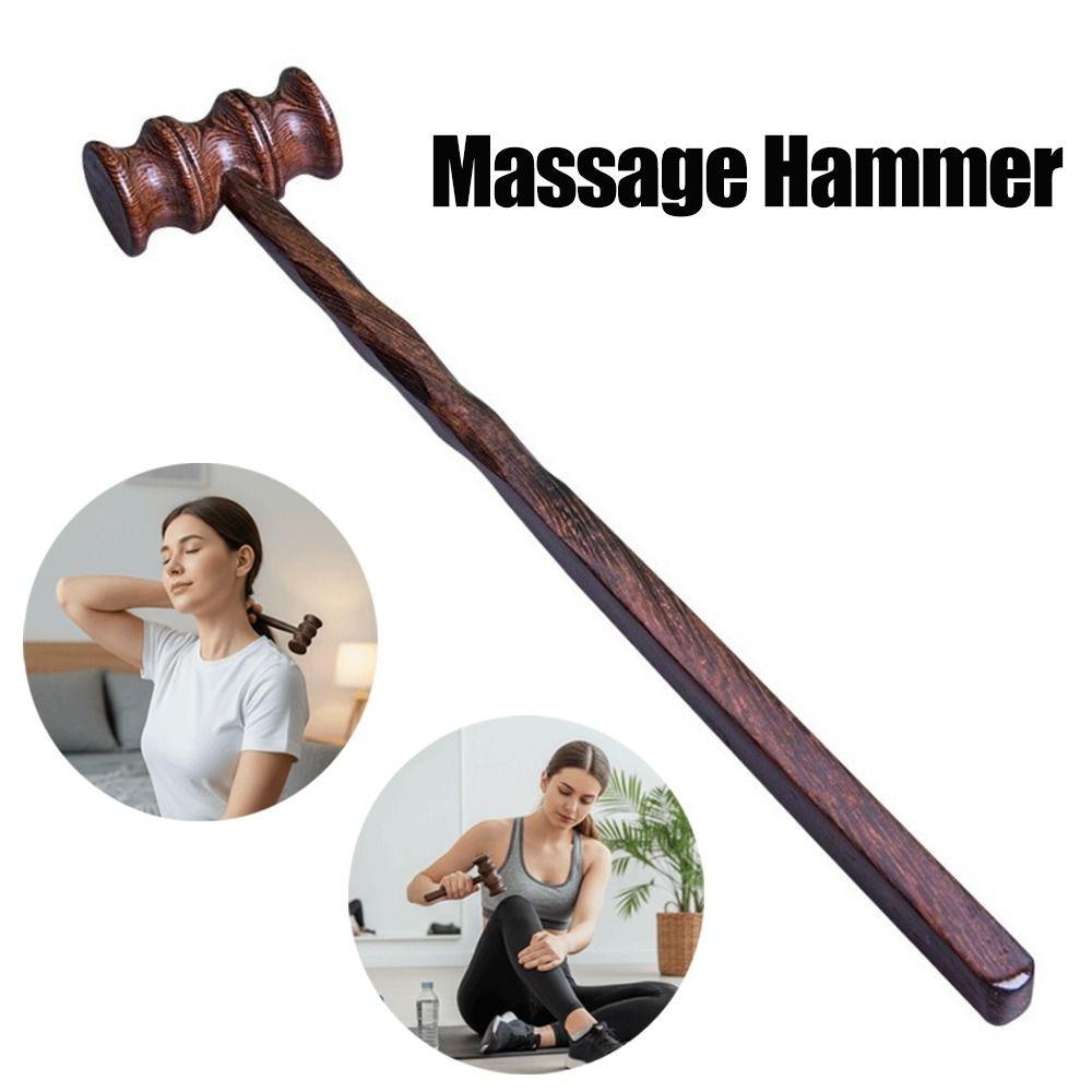 Muscle Relief Back Massage Hammer Acupressure Roller Ball Hammer Wooden Massage Hammer  Neck