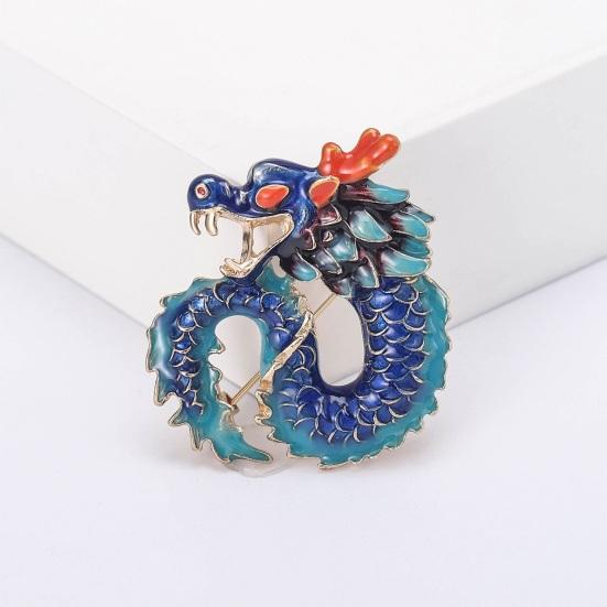 Creative Enamel Twelve Zodiac Dragon Shape Brooch Vivid Appearance Men Pin Suit Lapel Coat Clothing Badge Accessories