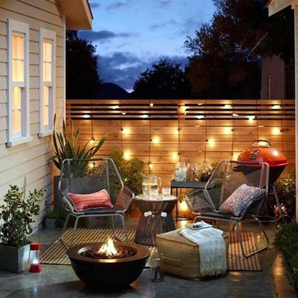 Garden net garland, outdoor, for the garden, cable 20m, 20xE27 LED