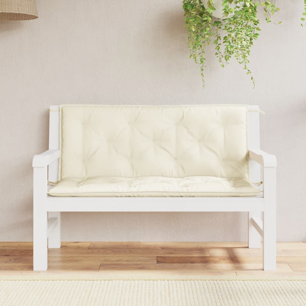 Garden Bench Cushions 2 pcs Cream White 120 x 50 x 7 cm Oxford Fabric