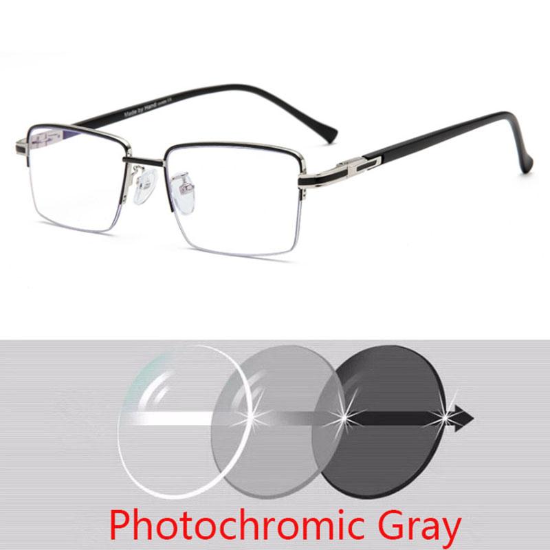 Men Half Metal Square Glasses Women Eyeglasses Myopia Optical Spectacles Ladies Clear Glasses 0 -0.5 -1.0 -2.0 To -6.0