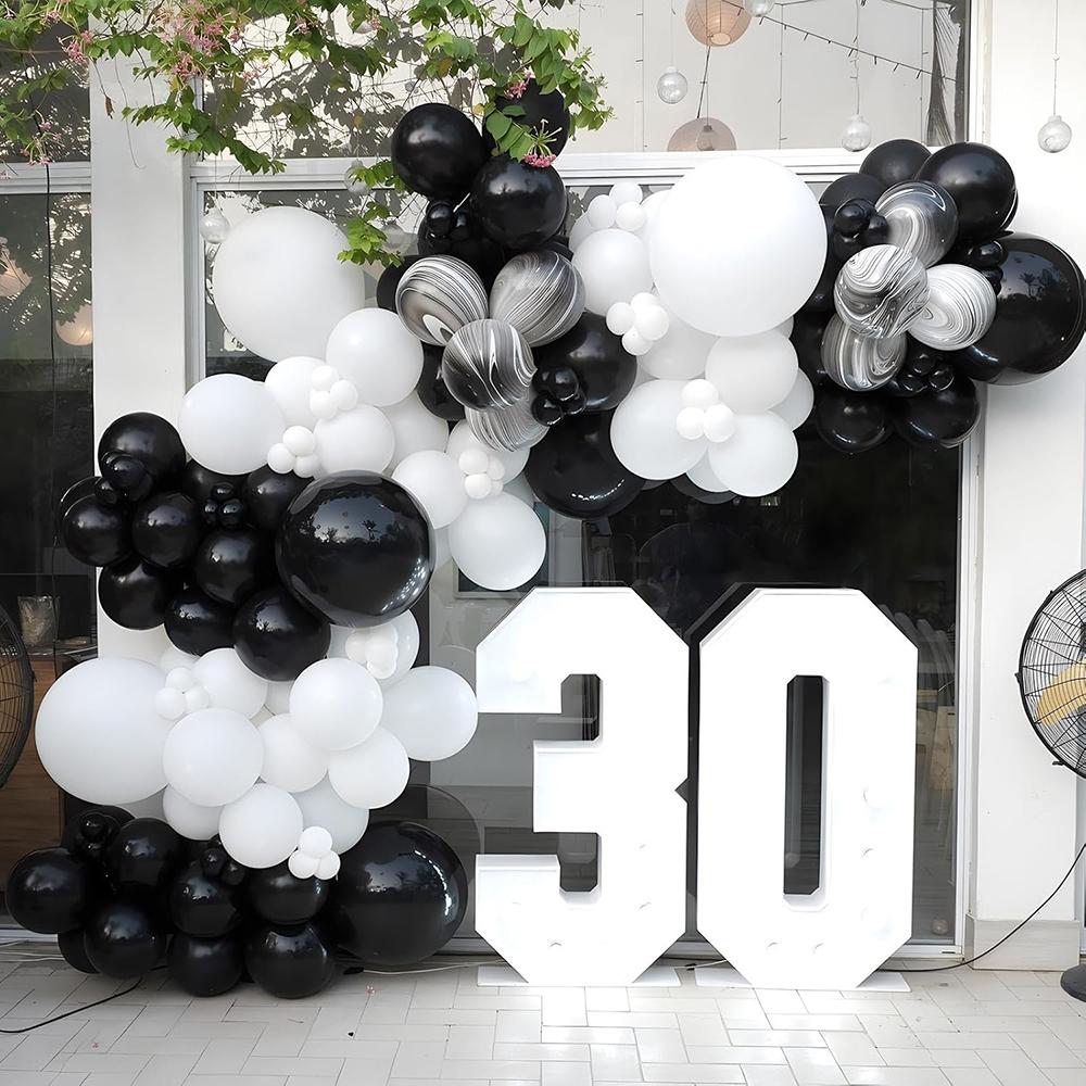 Black White Balloons Garland Arch Kit Birthday Party Decor Latex Ballon Baby Shower Bridal Shower Wedding Anniversary Decoration