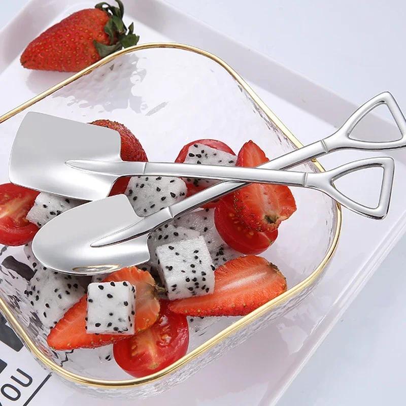 Creative Silver Shovel Spoons Stainless Steel Coffee Fruit Watermelon Ice Cream Dessert Scoops Spoon Teaspoon Kitchen Tableware