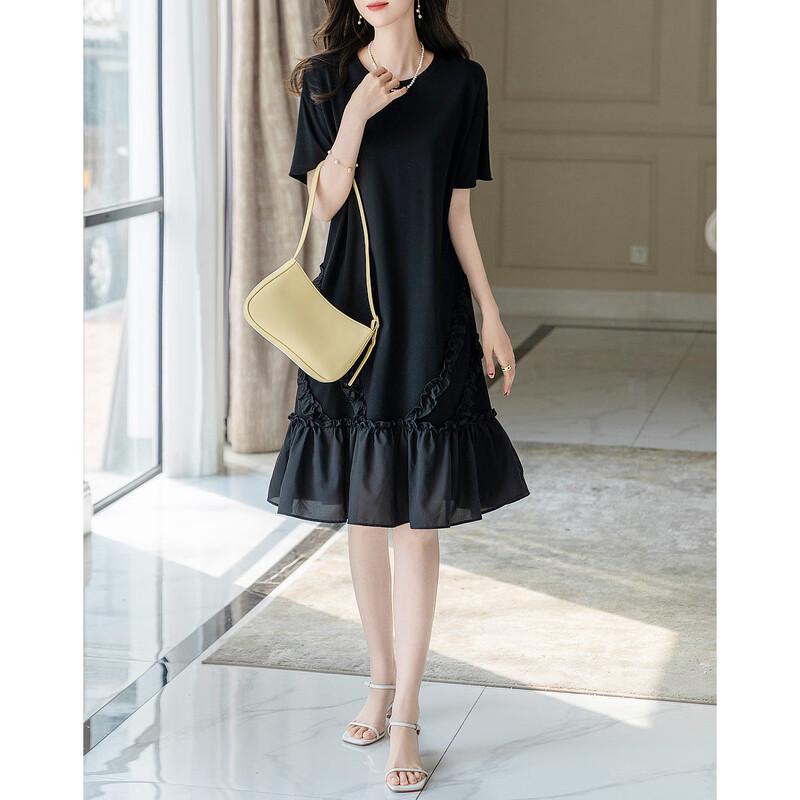 Женское трикотажное платье-футболка с оборками Demana M