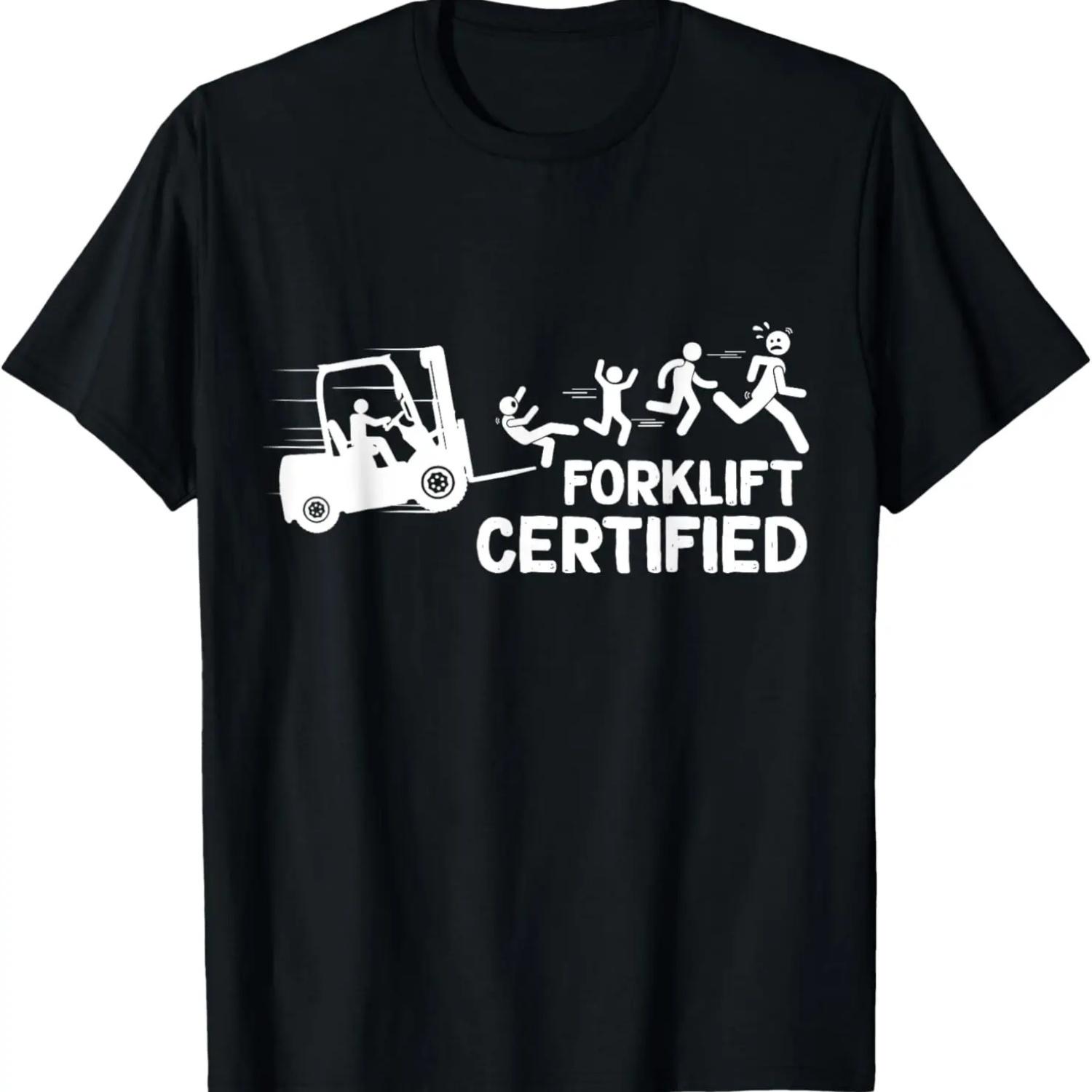Forklift Operator Lift Truck Funny Forklift Certified panic T-Shirt S чёрный
