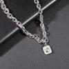 Men's Punk Hip Hop Necklace: High-End Titanium Steel with White Square Zirconia - Versatile and Stylish Jewelry.