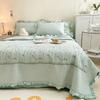 New Chiffon Summer Quilt Set Quilted Girl Heart Washed Cotton Ruffled Double Bed Cover