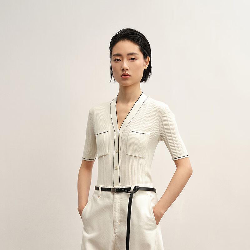 LESS 2025 Autumn Short Open-Front Knit Cardigan