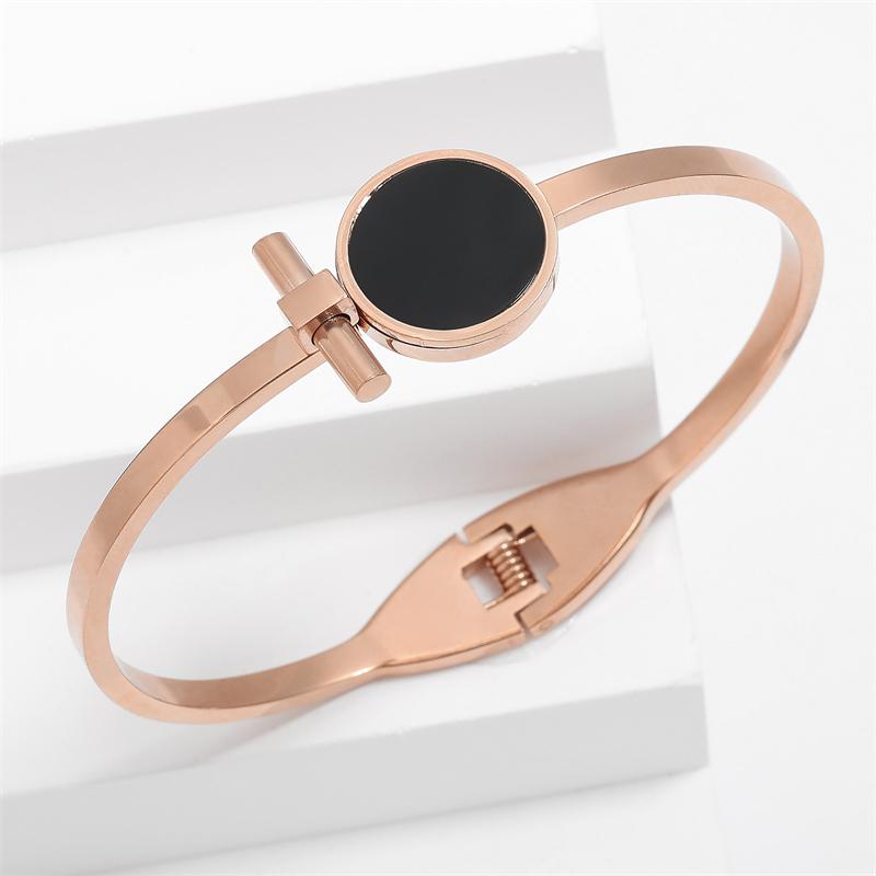 Fashion Titanium Steel Rose Gold Color Bracelet Bangles for Women Exquisite Birthday Anniversary Zircon Gifts