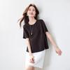 Srcr Damen 22 Momme Seidenjacquard Kurzarm-T-Shirt