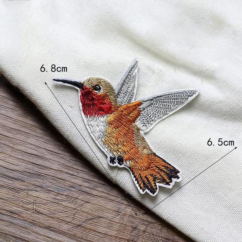 1Pair Hummingbird Embroidered Patches Applique Clothing Patch Decoration