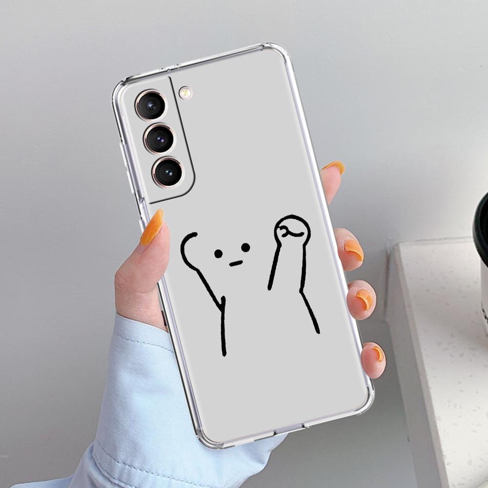 Phone Case For Samsung Galaxy S26 S25 S24 S23 S22 Ultra S20 S21 FE 5G Plus Soft Clear Cover Cute Matchstick Men Couple