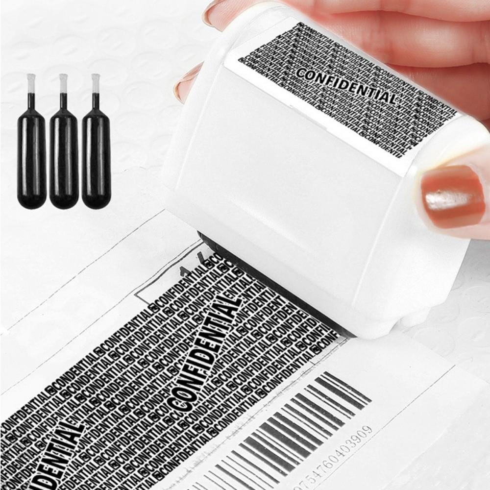 Leakproof Identity Theft Protection Roller Stamp Portable Roller Stamp Manual Roller Stamp Garbled Chapter Ink Refill