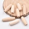 20pcs Long Oval Rugby Shape 15x45mm Natural Wood Loose Eco-friendly Beads for DIY Crafts Woodcraft Jewelry Making Accessories