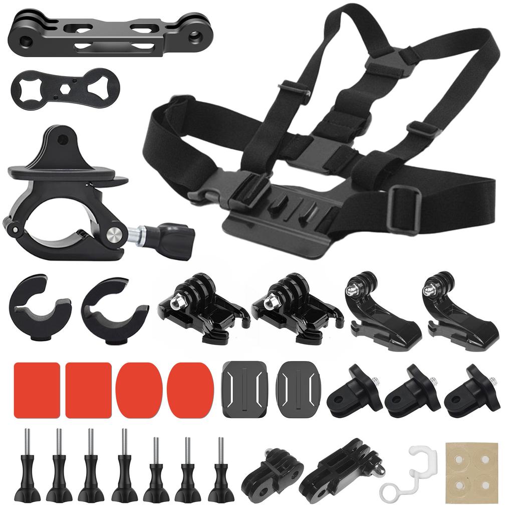 Action Camera Mount Kit Chest Harness Vest and Bike Motorcycle Holders for Running Cycling for GoPro Hero13/12/Insta360 X5/X4/X3