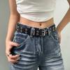 Y2K Punk Style Women's Belt - Star Cutout Double Row Buckle, Edgy Waistband for Jeans