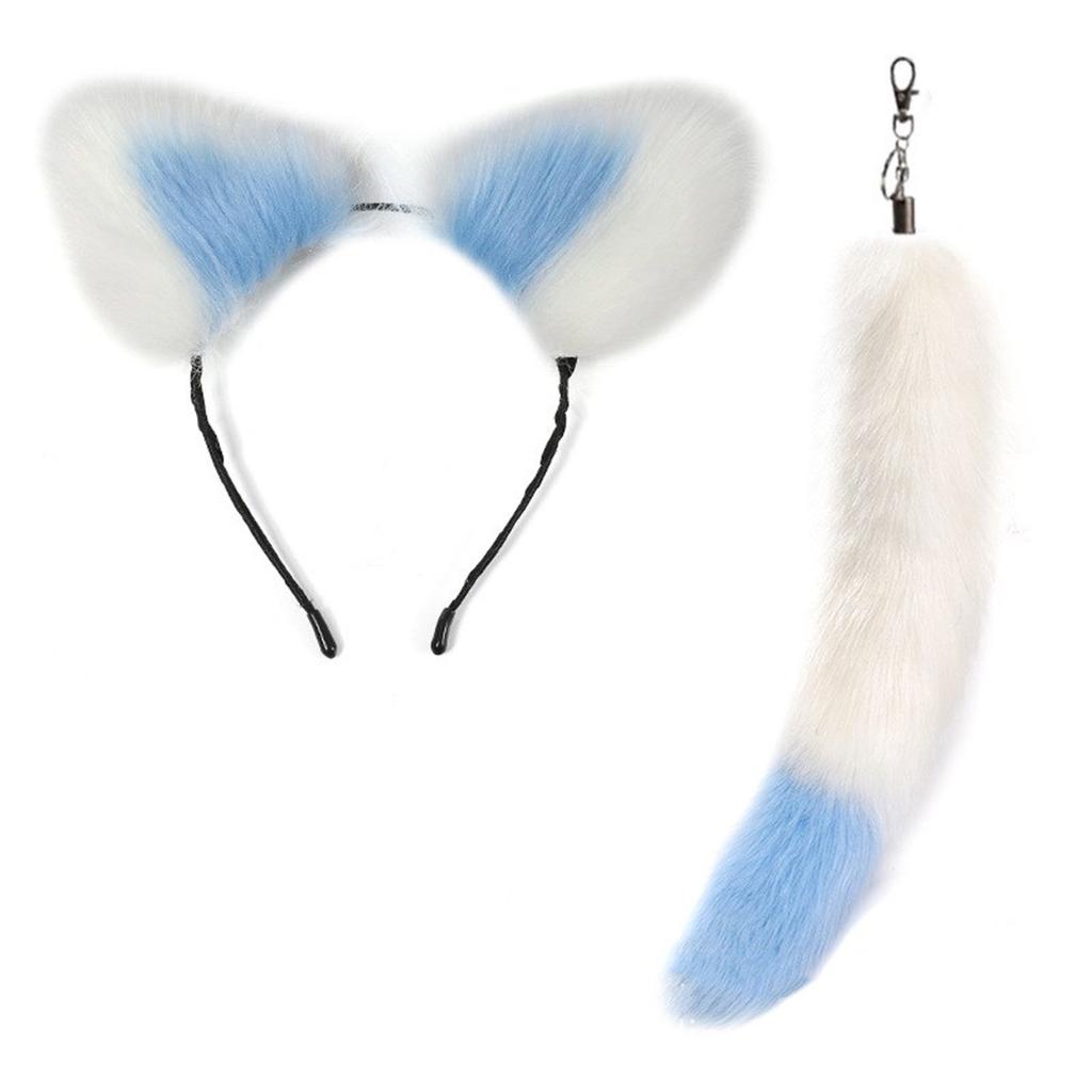 Stylish Fox Tail Pendant Keychain Adornment Dainty Cat Ear Hairband Portable Car Charm for Bag Backpack Decoration