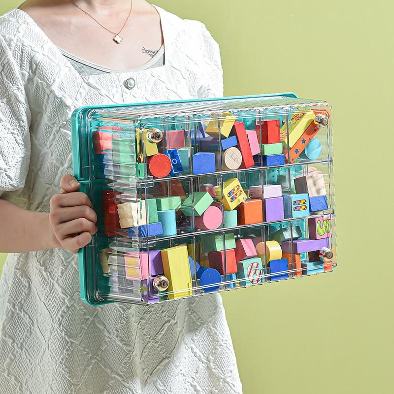 Children's Building Block Jigsaw Puzzle Toy Storage Box Parts Colors Classification Storage Organizer