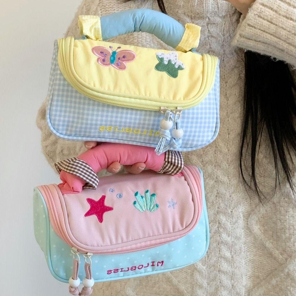 Portable Dopamine Color Pencil Case Multi-functional Large-capacity Stationery Pouch Stationery Storage Bag Students Gift