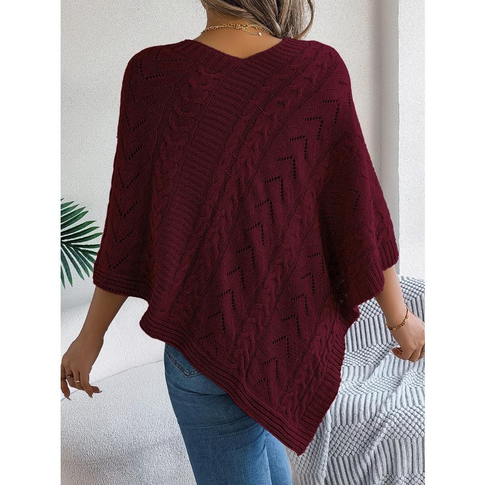 Women's Oversized Sweatshirt Top Casual Solid-Colour Cable-Knit Oversized Cape Cardigan Women's Knitted Sweater
