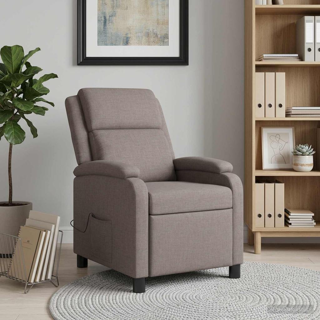 Massage Recliner Taupe Fabric