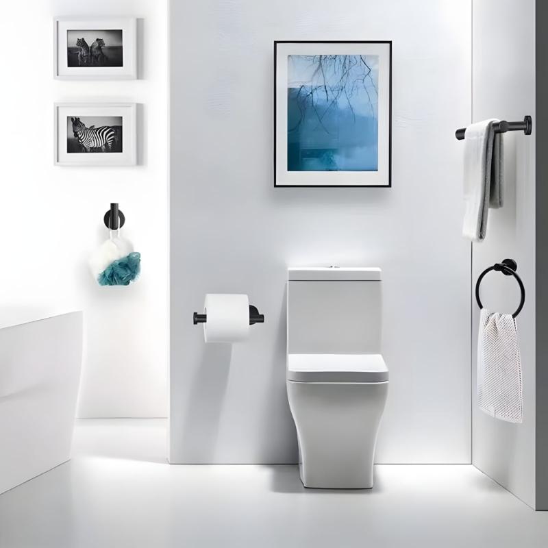 Stainless Steel Towel Rings Robe Hook Toilet Paper Holder Adhesive Towel Rack for Modern Bathrooms Easy to Install