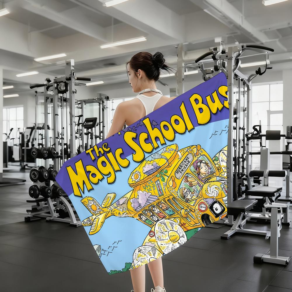 Lustiger Schulbus-Cartoon-Handtuch Schnelltrocknende Strandhandtücher Sind Geeignet Für Schwimmbäder Camping Yoga Und Das Fitnessstudio