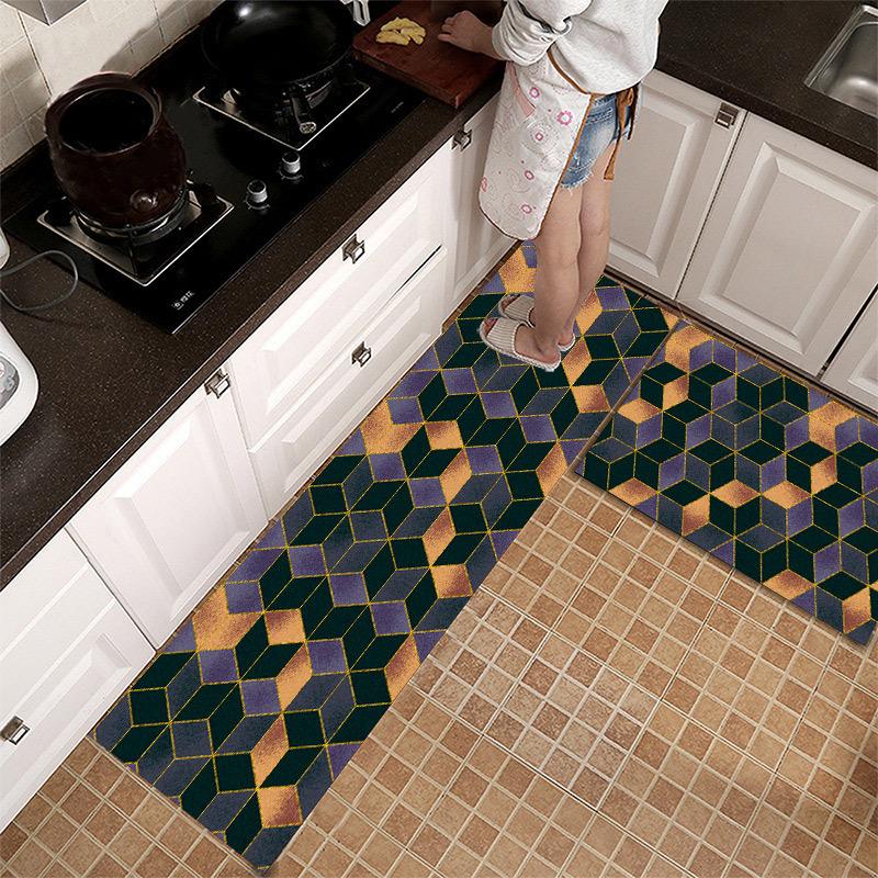 Waterproof Non-Slip Kitchen Floor Mats Absorbs Water Dirt-Resistant Wash-Free Entrance Door Carpet