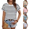 Women's Casual Short Sleeve Striped T Shirt Crew Neck Loose Fit Lightweight Summer Top for Everyday Wear