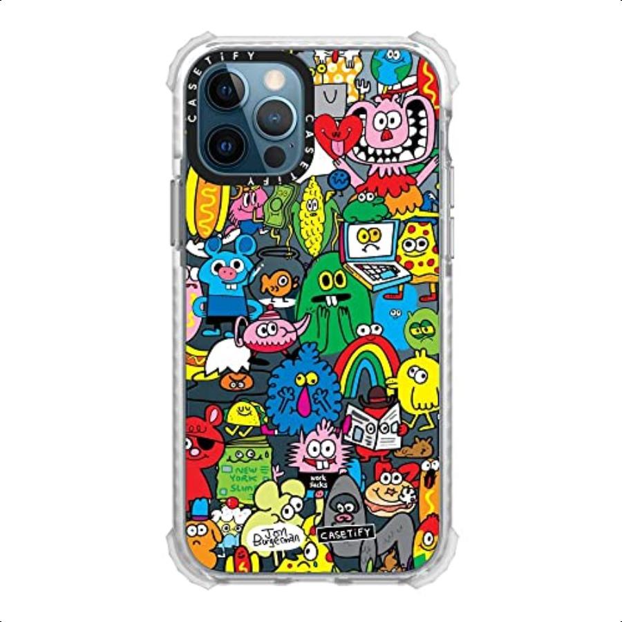 CASETiFY Ultra Impact Case for iPhone 12 iPhone 12 Pro Fun Friends by Jon Burgerman Clear Frost