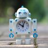 Holding Pen Metal Robot Alarm Clock Student Using Cartoon Children's Cute Silent Alarm Clock Creative Small Alarm Clock