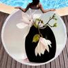 Fragrant Magnolia Flower Round Beach Towel,Soft Polyester Sand Resistant Beach Blanket,Absorbent Quick Dry Pool Towel Picnic Mat