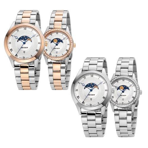 [GEIGER] GEIGER Unisex Moonphase Metal Watch GE8019 GE8019RG_M