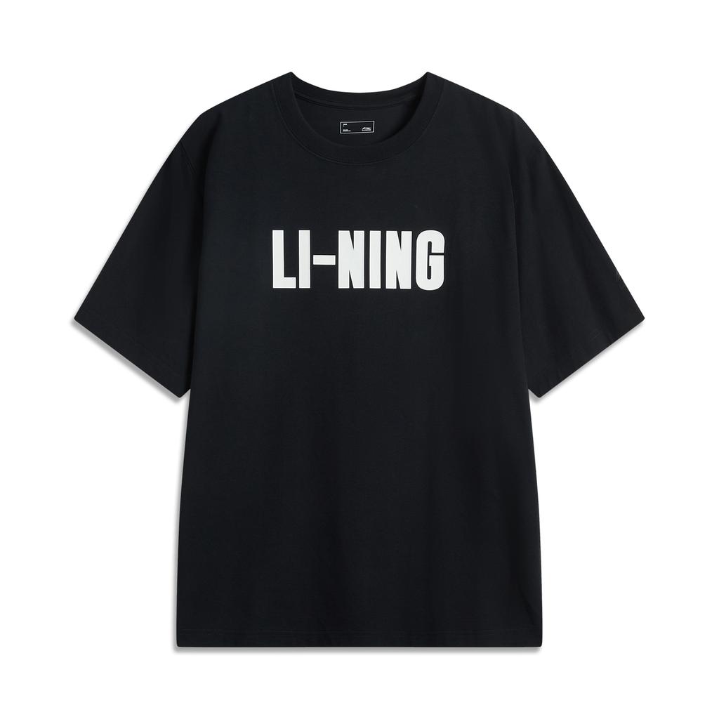 Li-Ning Round Neck Casual Loose Short Sleeve T-Shirt Men Tops Black AHSV071-2