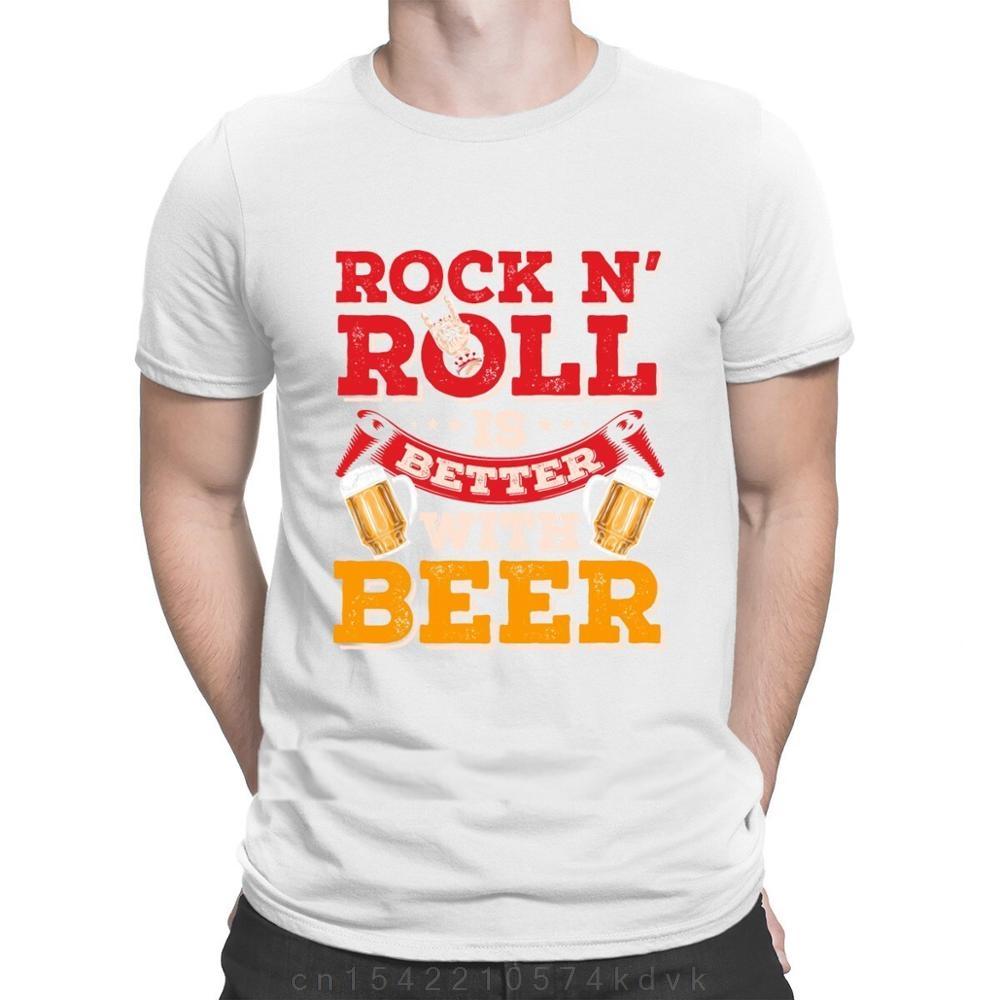 Funny Rock N Roll Beer Music Party High Quality Printing T-shirt Leisure Crew Neck Hot Sale Designing Hip Hop Tops Summer Latest
