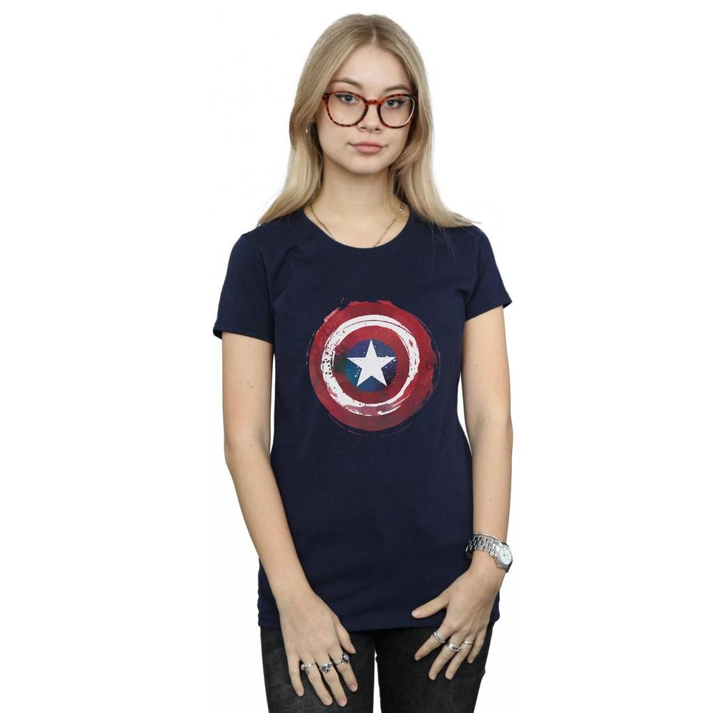 Marvel Womens/Ladies Captain America Splatter Shield Cotton T-Shirt