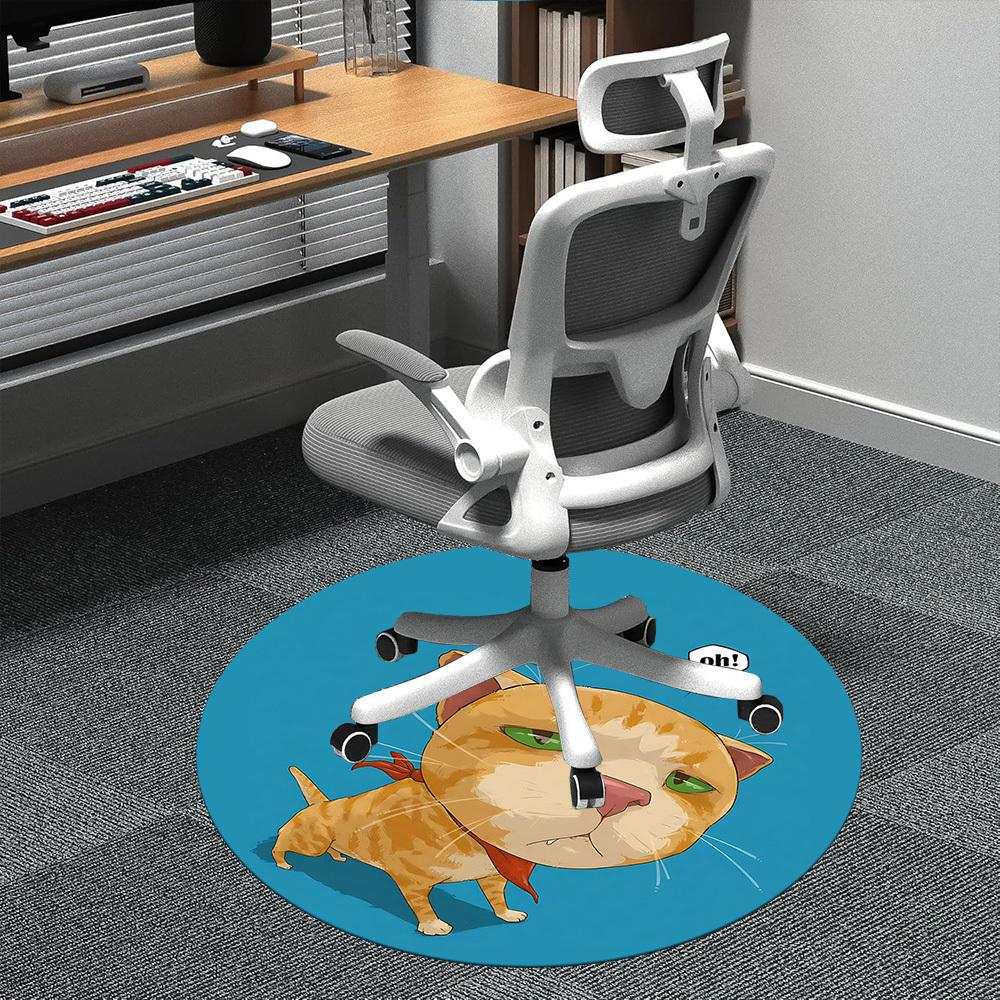 

1PC Cat Dog Office Round Area Rug, Indoor Mat Suitable ForOffice, Under Office Chairs Bedroom Living Room Home Decor, Room Deco, f160 80cm