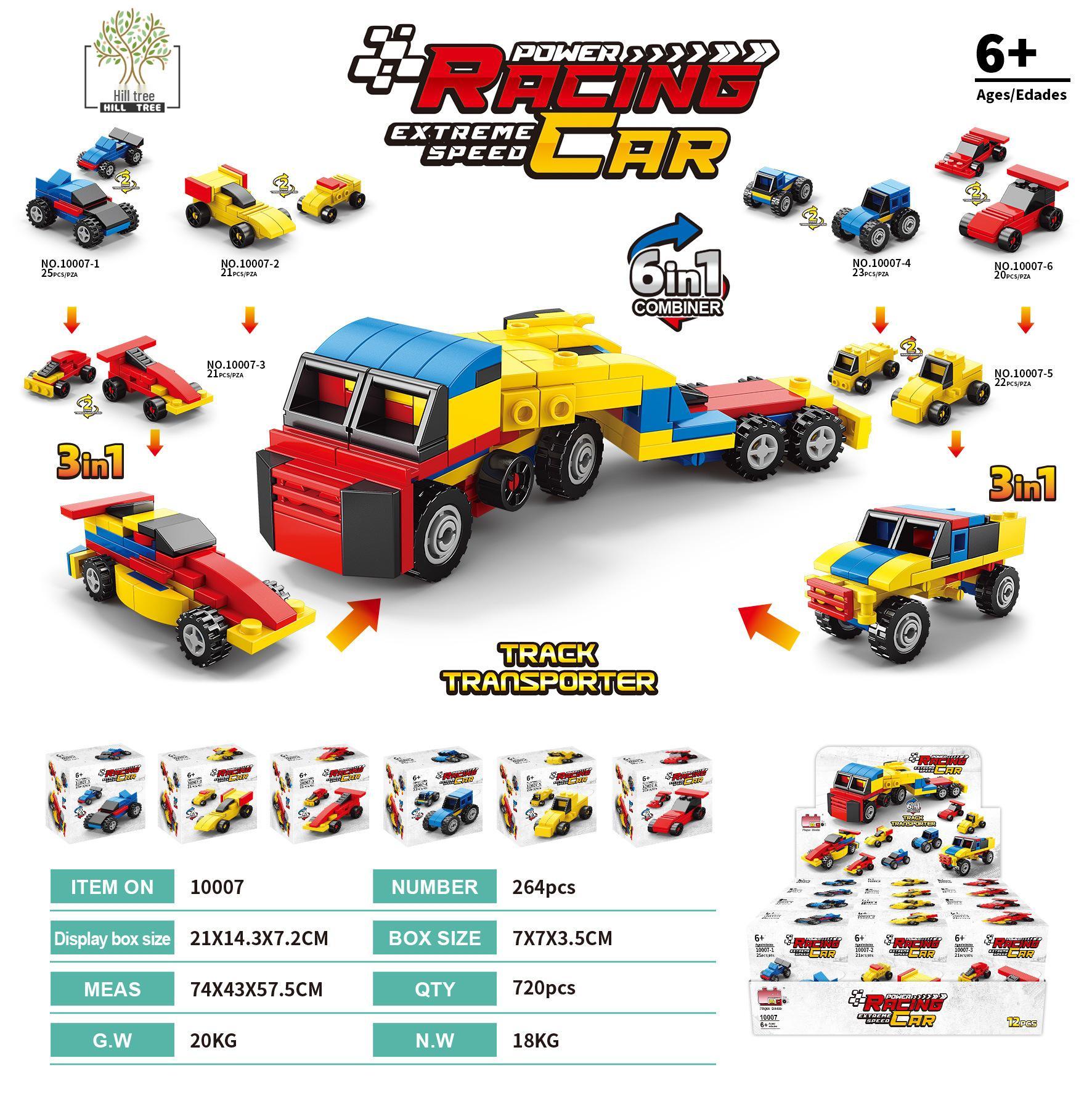 

Transforming Six-in-One Racing Track Transporter Educational Building Blocks for Early Education
