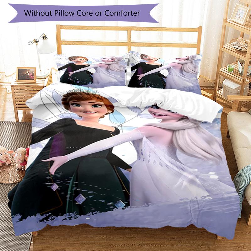 3pcs Elsa Bedding Set Duvet Cover Closure Includes 1 Duvet Cover & 2 Pillowcases, Soft and Comfortable for All Seasons.