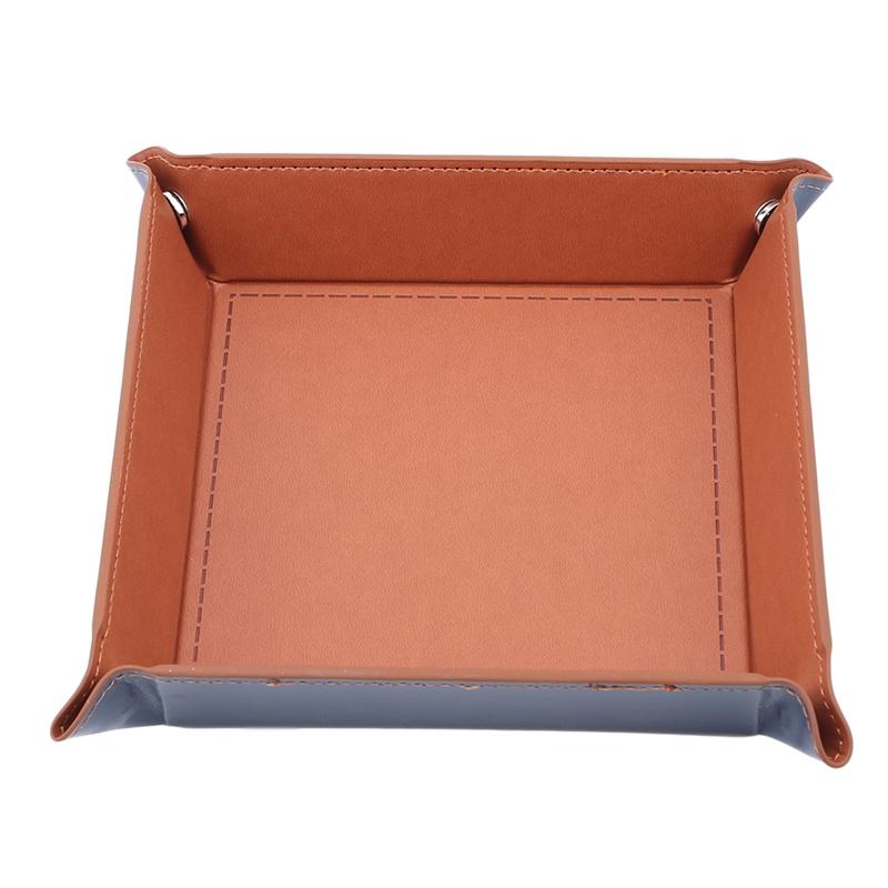 Desktop Storage Sundries Box Creative PU Leather Trinket Folding Tray Collapsible Phone Key Wallet Coin Bins Accessories