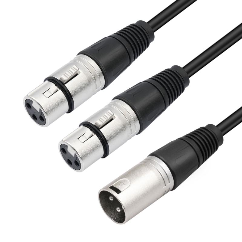 5pcs Professional 3Pin XLRs Male To 2Female Microphone Cable Adapter, Balanced Sound Splitter For Mixers And Speakers