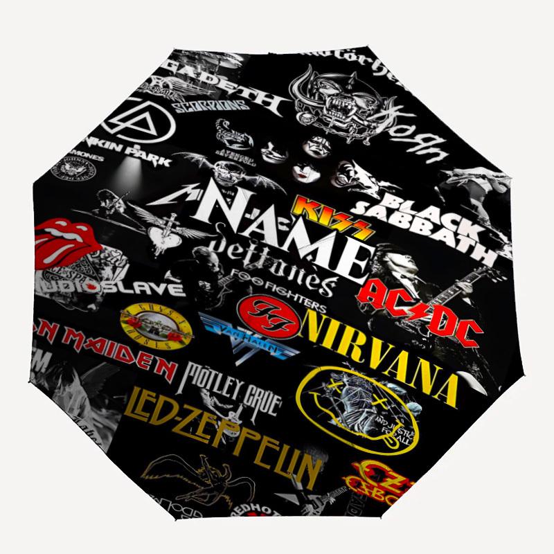 

1PC Metal Bands Custom Name Automatic Open/Close, 8-Rib Durable Frame Compact Travel Umbrella for Men & Women D1222032