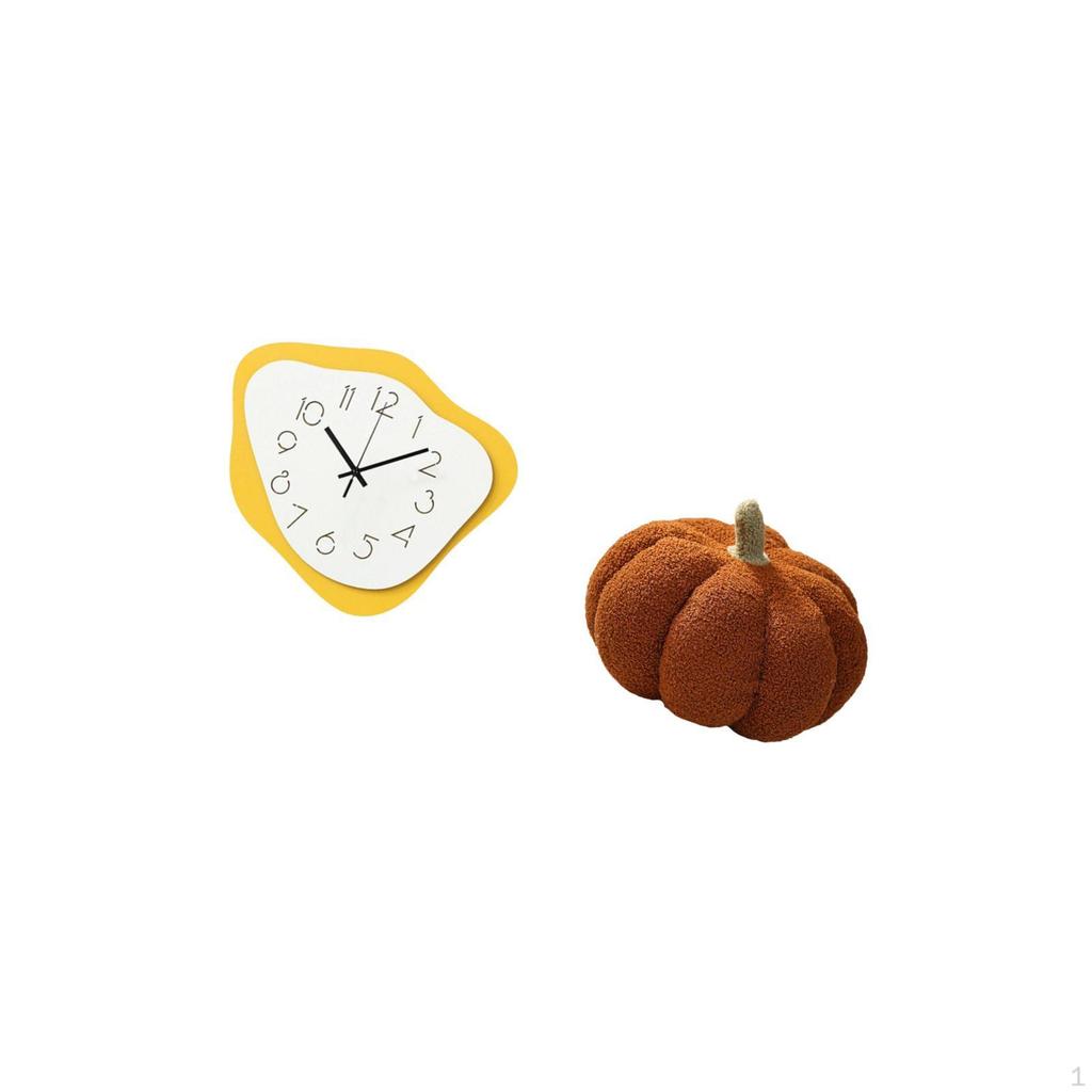 Wall Clock And Pumpkin Pillow Set for Holiday Housewarming Office Kitchen Bedroom Sofa Decoration