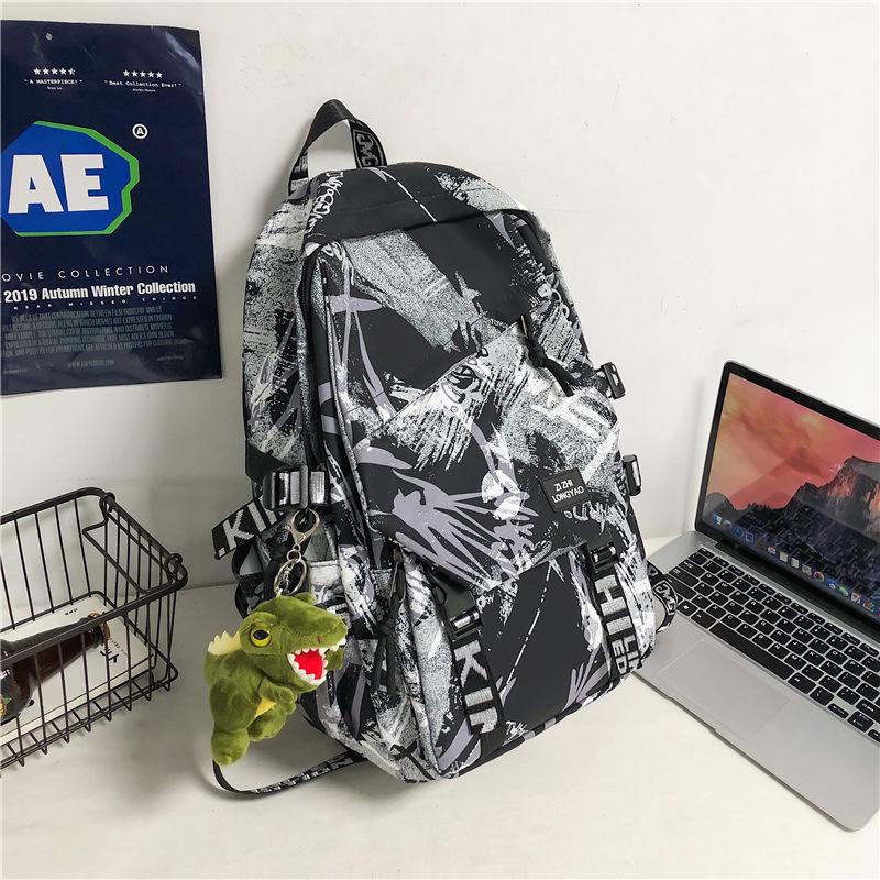 Spot Graffiti Streetwear Lightweight Backpack for Students & Casual Use