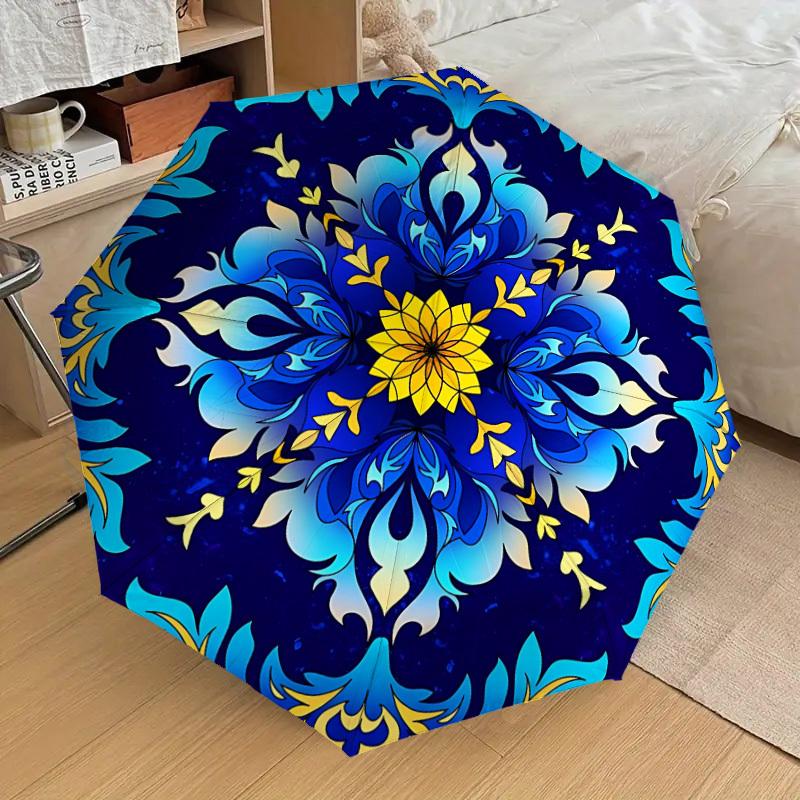 

1pc Floral Mandala Pattern Automatic Open/Close Umbrella, 8-Rib Sturdy Frame, Umbrella for Travel, Everyday, Formal Events yy251126057